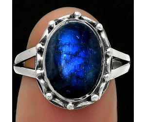 Blue Fire Labradorite - Madagascar Ring size-7 SDR167274 R-1198, 9x13 mm