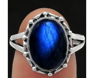 Blue Fire Labradorite - Madagascar Ring size-7.5 SDR167294 R-1198, 10x13 mm