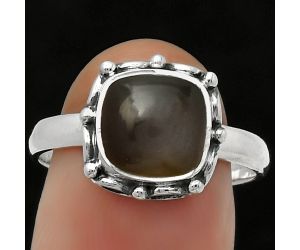 Natural Gray Moonstone Ring size-8.5 SDR167380 R-1198, 8x8 mm