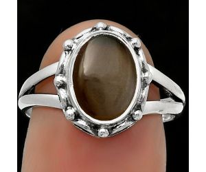 Natural Gray Moonstone Ring size-7.5 SDR167386 R-1198, 8x10 mm