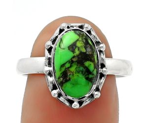 Natural Green Matrix Turquoise Ring size-8.5 SDR167411 R-1198, 7x12 mm