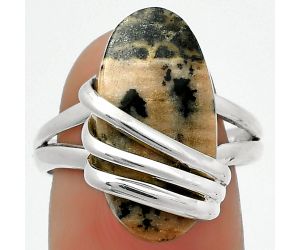Natural Russian Honey Dendrite Opal Ring size-8 SDR167518 R-1444, 10x20 mm
