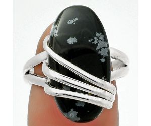 Natural Snow Flake Obsidian Ring size-8 SDR167536 R-1444, 11x22 mm
