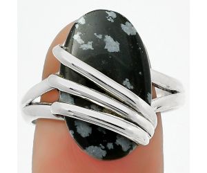 Natural Snow Flake Obsidian Ring size-9 SDR167542 R-1444, 12x19 mm