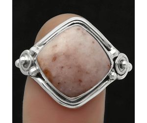Natural Pink Scolecite Ring size-8 SDR167598 R-1315, 12x12 mm