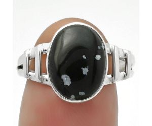 Natural Snow Flake Obsidian Ring size-8 SDR167632 R-1545, 9x13 mm