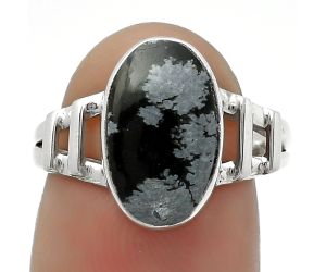 Natural Snow Flake Obsidian Ring size-7 SDR167639 R-1545, 8x13 mm