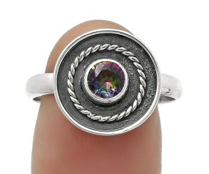 Natural Mystic Topaz Ring size-7.5 SDR167661 R-1439, 5x5 mm