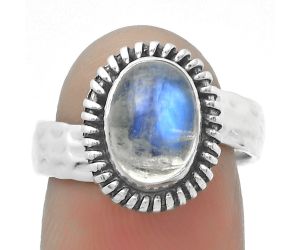 Natural Rainbow Moonstone - India Ring size-7 SDR167874 R-1279, 7x10 mm
