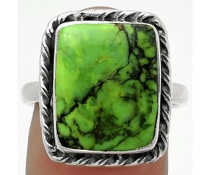 Natural Green Matrix Turquoise Ring size-8 SDR168065 R-1083, 12x15 mm