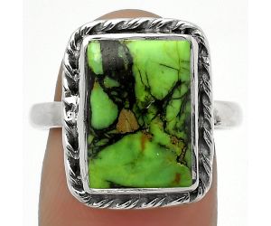 Natural Green Matrix Turquoise Ring size-8 SDR168067 R-1083, 10x14 mm