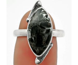 Natural Obsidian And Zinc Ring size-8.5 SDR168083 R-1188, 9x18 mm