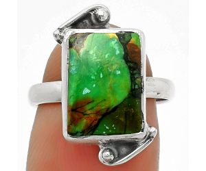 Natural Green Matrix Turquoise Ring size-7 SDR168093 R-1188, 9x13 mm