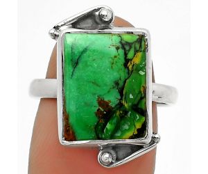 Natural Green Matrix Turquoise Ring size-8.5 SDR168100 R-1188, 11x14 mm