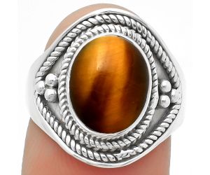 Natural Tiger Eye - Africa Ring size-8 SDR168206 R-1312, 9x11 mm