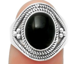 Natural Black Onyx - Brazil Ring size-7.5 SDR168211 R-1312, 9x11 mm