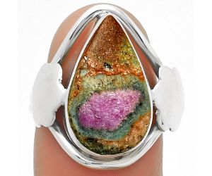 Natural Ruby In Fuchsite Ring size-7.5 SDR168304, 10x18 mm