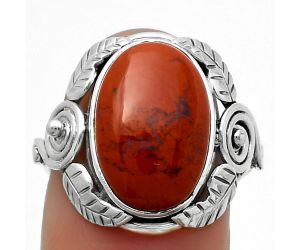 Natural Red Moss Agate Ring size-7.5 SDR168370 R-1352, 10x15 mm