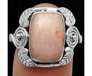 Natural Pink Scolecite Ring size-7.5 SDR168374 R-1352, 9x14 mm