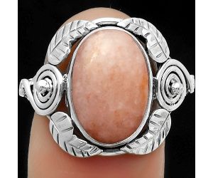 Natural Pink Scolecite Ring size-8.5 SDR168375 R-1352, 10x14 mm