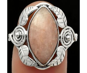 Natural Pink Scolecite Ring size-8 SDR168376 R-1352, 9x17 mm