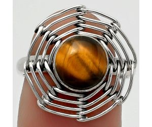 Wire Wrap - Tiger Eye - Africa Ring size-7.5 SDR168397 R-1445, 8x8 mm