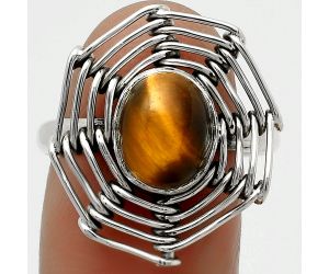 Wire Wrap - Natural Tiger Eye - Africa Ring size-9 SDR168415 R-1445, 8x10 mm