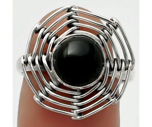 Wire Wrap - Black Onyx - Brazil Ring size-7.5 SDR168421 R-1445, 8x8 mm