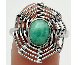 Wire Wrap - Natural Paraiba Amazonite Ring size-9 SDR168422 R-1445, 7x9 mm