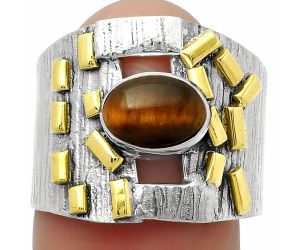 Two Tone - Tiger Eye - Africa Ring size-7.5 SDR168429 R-1543, 6x8 mm