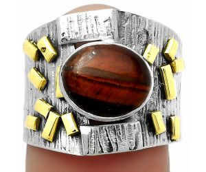 Two Tone - Natural Red Tiger Eye Ring size-7 SDR168448 R-1543, 8x10 mm