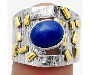 Two Tone - Lapis - Afghanistan Ring size-7.5 SDR168449 R-1543, 7x9 mm