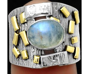 Two Tone - Rainbow Moonstone - India Ring size-7 SDR168473 R-1543, 7x9 mm