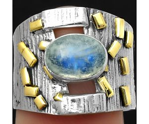 Two Tone - Rainbow Moonstone - India Ring size-7.5 SDR168477 R-1543, 7x9 mm