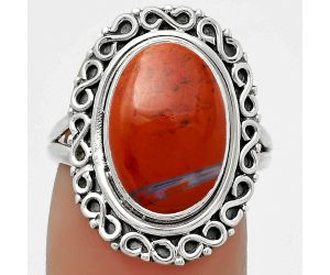 Natural Red Moss Agate Ring size-7 SDR168508 R-1164, 9x14 mm