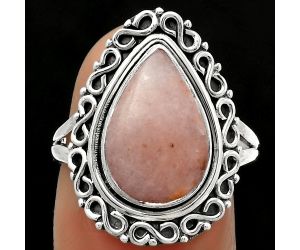 Natural Pink Scolecite Ring size-7.5 SDR168526 R-1164, 9x14 mm