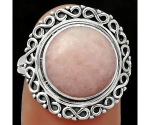 Natural Pink Scolecite Ring size-8 SDR168527 R-1164, 12x12 mm