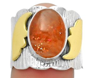 Two Tone - Sunstone - Namibia Ring size-7.5 SDR168606 R-1542, 9x13 mm
