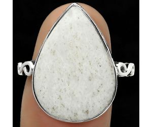 Natural White Scolecite Ring size-7.5 SDR168649 R-1191, 15x21 mm