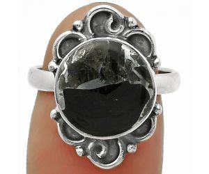 Natural Obsidian And Zinc Ring size-7 SDR168654 R-1137, 12x12 mm