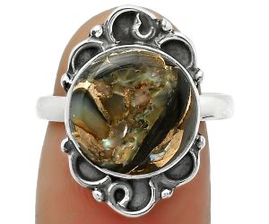 Natural Copper Abalone Shell Ring size-7 SDR168655 R-1137, 12x12 mm