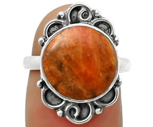 Natural Red Sponge Coral Ring size-7 SDR168658 R-1137, 13x13 mm