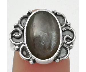 Natural Gray Moonstone Ring size-7 SDR168664 R-1137, 10x14 mm