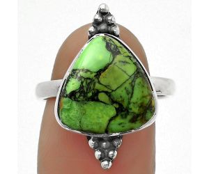 Natural Green Matrix Turquoise Ring size-8 SDR168822 R-1127, 14x14 mm