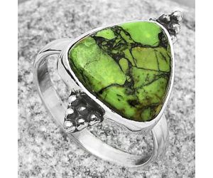 Natural Green Matrix Turquoise Ring size-8 SDR168822 R-1127, 14x14 mm