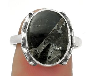 Natural Obsidian And Zinc Ring size-8 SDR168844 R-1198, 11x15 mm