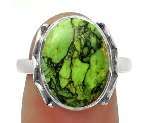 Natural Green Matrix Turquoise Ring size-8 SDR168848 R-1198, 11x15 mm