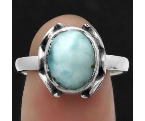 Natural Larimar (Dominican Republic) Ring size-8.5 SDR168862 R-1198, 9x11 mm