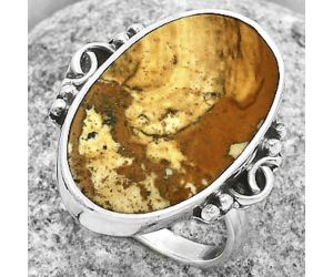 Natural Picture Jasper Ring size-8 SDR168879 R-1201, 14x24 mm