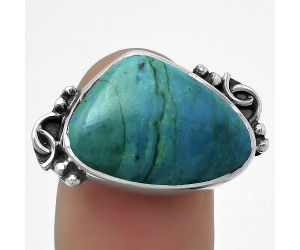 Natural Azurite Chrysocolla Ring size-8 SDR168881 R-1201, 13x19 mm